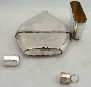 Early 19th Century Continental Fused Plate Flat Ovoid Spirit Flask.