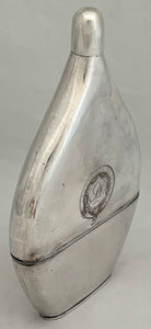 Early 19th Century Continental Fused Plate Flat Ovoid Spirit Flask.