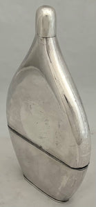 Early 19th Century Continental Fused Plate Flat Ovoid Spirit Flask.