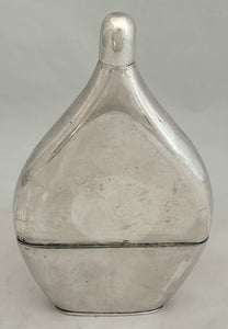 Early 19th Century Continental Fused Plate Flat Ovoid Spirit Flask.