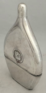 Early 19th Century Continental Fused Plate Flat Ovoid Spirit Flask.