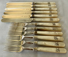 Early 20th Century Silver Plated & Mother of Pearl Dessert Cutlery for Twelve.