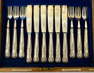 Victorian Silver Plated King's Pattern Fish Cutlery for Twelve. Goldsmiths & Silversmiths Co. circa 1880 - 1900.