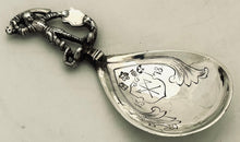 German Figural Silver Caddy Spoon. Imported to London 1902, Theodor Hartmann. 1 troy ounce.