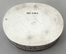 Continental Silver Oval Snuff Box. Imported London 1926, T. C. & Son Ltd. 1.5 troy ounces.
