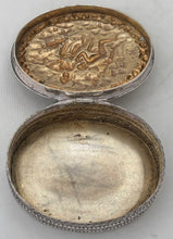 Continental Silver Oval Snuff Box. Imported London 1926, T. C. & Son Ltd. 1.5 troy ounces.