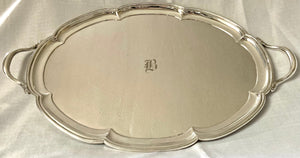 Early 20th Century Silver Plated Scalloped Rim Serving Tray. Atkin Brothers of Sheffield.