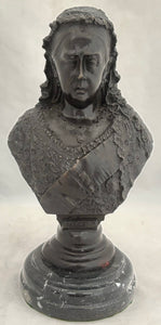 A Bronzed Bust of Queen Victoria on a Circular Marble Base, circa 1901.