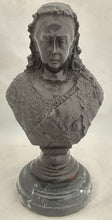 A Bronzed Bust of Queen Victoria on a Circular Marble Base, circa 1901.