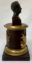 General Maximilien Sébastien Foy, Bronze Bust Inkwell with Gilded Triumphal Regalia & Caduceus of Hermes.
