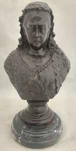 A Bronzed Bust of Queen Victoria on a Circular Marble Base, circa 1901.