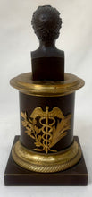 General Maximilien Sébastien Foy, Bronze Bust Inkwell with Gilded Triumphal Regalia & Caduceus of Hermes.