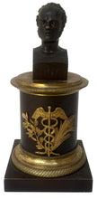General Maximilien Sébastien Foy, Bronze Bust Inkwell with Gilded Triumphal Regalia & Caduceus of Hermes.
