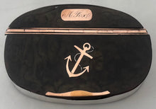 Early 19th Century Rose Gold, White Metal & Tortoiseshell Naval Snuff Box with Applied Fouled Anchor.