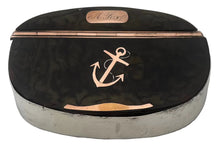 Early 19th Century Rose Gold, White Metal & Tortoiseshell Naval Snuff Box with Applied Fouled Anchor.