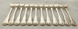 Georgian, George III, Twelve Silver Kings Pattern Dinner Forks. London 1820 Richard Poulden. 40.7 troy ounces.
