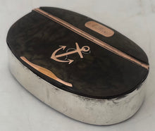 Early 19th Century Rose Gold, White Metal & Tortoiseshell Naval Snuff Box with Applied Fouled Anchor.