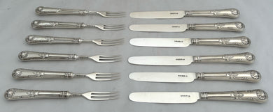 Georgian, George IV, Silver Dessert Knives & Forks for Six. Sheffield 1827 Aaron Hadfield.