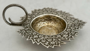 Anglo Indian Naturalistic Silver Dish, Kashmir circa 1890. 1.5 troy ounces.