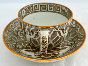 George III Battle of Trafalgar Pearlware Teacup & Saucer, circa 1805.