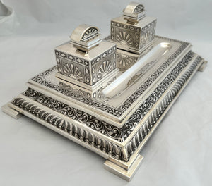 35 (Madras Presidency) Squadron RAF Indian Colonial Silver Inkstand. Orr Silver, Madras. 46.6 troy ounces.