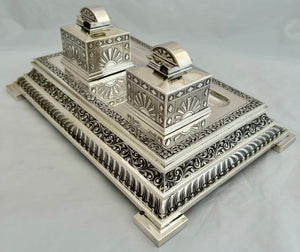 35 (Madras Presidency) Squadron RAF Indian Colonial Silver Inkstand. Orr Silver, Madras. 46.6 troy ounces.