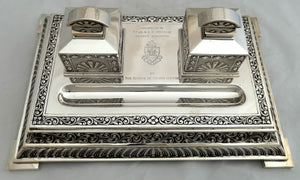 35 (Madras Presidency) Squadron RAF Indian Colonial Silver Inkstand. Orr Silver, Madras. 46.6 troy ounces.