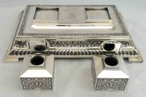 35 (Madras Presidency) Squadron RAF Indian Colonial Silver Inkstand. Orr Silver, Madras. 46.6 troy ounces.