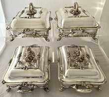Late Georgian Set of Four Old Sheffield Plate Entree Dishes, Covers & Warming Stands. Roberts, Smith & Co. Sheffield, circa 1830.