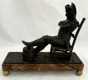 Napoleon Bonaparte at the Bivouac, 19th Century Seated Bronze Figure.