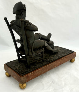 Napoleon Bonaparte at the Bivouac, 19th Century Seated Bronze Figure.