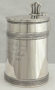 50th Regiment of Madras Native Infantry, British Indian Army, Silver Lidded Tankard. George Gordon & Co. Madras, circa 1825. 14.4 troy ounces.