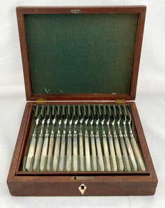 Georgian, George III, Cased Set of Silver & Mother of Pearl Fruit Knives & Forks for Eighteen. London 1809/10 Moses Brent.