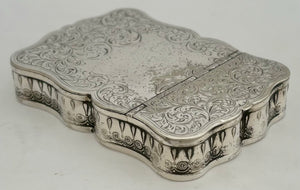 Second Half 19th Century Silver Plated, Serpentine Form, Twin Section Table Snuff Box.