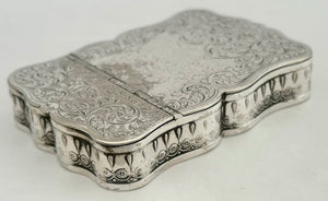 Second Half 19th Century Silver Plated, Serpentine Form, Twin Section Table Snuff Box.