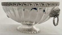 Victorian Silver Plated Oval Fluted Bowl with Lion Mask Handles. John Round & Sons.