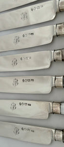 Georgian, George III, Silver & Mother of Pearl Dessert Knives & Forks for Twelve. Sheffield 1819 James Crawshaw.