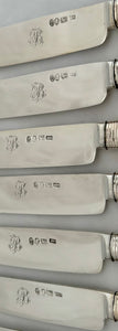 Georgian, George III, Silver & Mother of Pearl Dessert Knives & Forks for Twelve. Sheffield 1819 James Crawshaw.