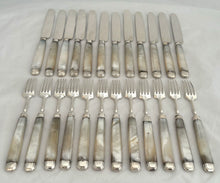 Georgian, George III, Silver & Mother of Pearl Dessert Knives & Forks for Twelve. Sheffield 1819 James Crawshaw.