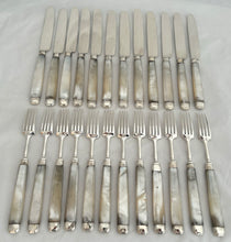 Georgian, George III, Silver & Mother of Pearl Dessert Knives & Forks for Twelve. Sheffield 1819 James Crawshaw.