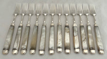 Georgian, George III, Silver & Mother of Pearl Dessert Knives & Forks for Twelve. Sheffield 1819 James Crawshaw.