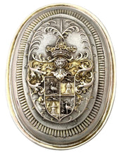 18th Century Continental, Parcel-Gilt, Silver Armorial Toilet Box. 9.8 troy ounces.