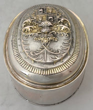 18th Century Continental, Parcel-Gilt, Silver Armorial Toilet Box. 9.8 troy ounces.
