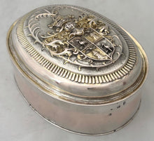 18th Century Continental, Parcel-Gilt, Silver Armorial Toilet Box. 9.8 troy ounces.