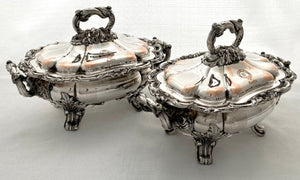 Georgian, George IV, Pair of Old Sheffield Plate Crested Sauce Tureens, circa 1820.