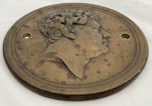 Bronzed Metal Relief Portrait Plaque of George IV, after Stothard & Chantrey, circa 1828.