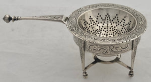Early 20th Century Dutch White Metal Tea Strainer. 2.3 troy ounces.