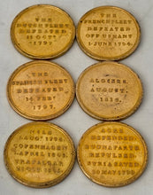 ‘Naval Victories’ 1794 - 1816, Early 19th Century Cased Set of Gilt Metal Medalets.