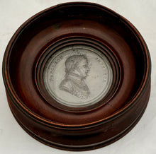 Napoleon & Josephine, Early 19th Century Pair of Framed & Glazed Mahogany Roundels Enclosing Portrait Profile Medallions.