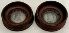 Napoleon & Josephine, Early 19th Century Pair of Framed & Glazed Mahogany Roundels Enclosing Portrait Profile Medallions.